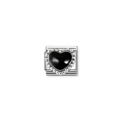 Nomination Composable Classic Länk, Black Heart, beaded setting