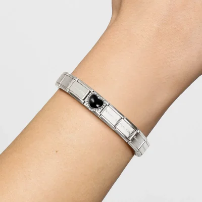 Nomination Composable Classic Länk, Black Heart, beaded setting