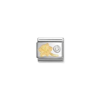 Nomination Composable Classic Länk, Gold Daffodil & CZ set in silver