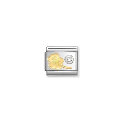 Nomination Composable Classic Länk, Gold Forget-Me-Knot & CZ set in silver