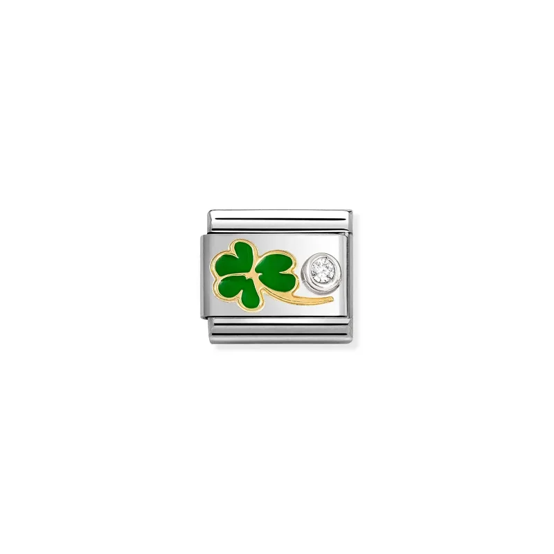 Nomination Composable Classic Länk, Green Clover & CZ set in silver