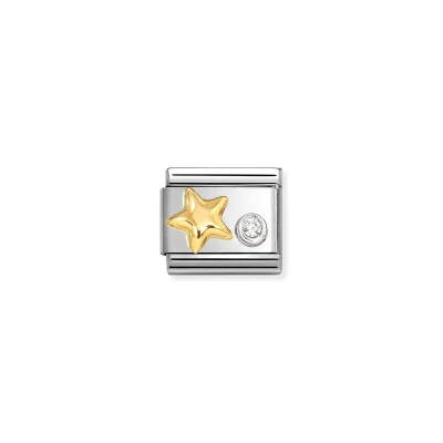 Nomination Composable Classic Länk, Guldstjärna, CZ set i silver