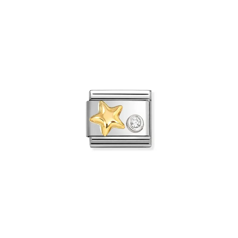 Nomination Composable Classic Länk, Guldstjärna, CZ set i silver