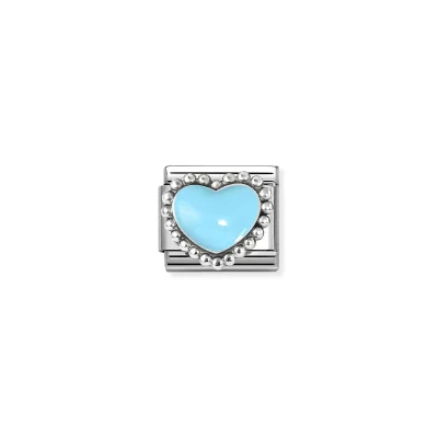 Nomination Composable Classic Länk, Pastel Blue Heart, beaded setting