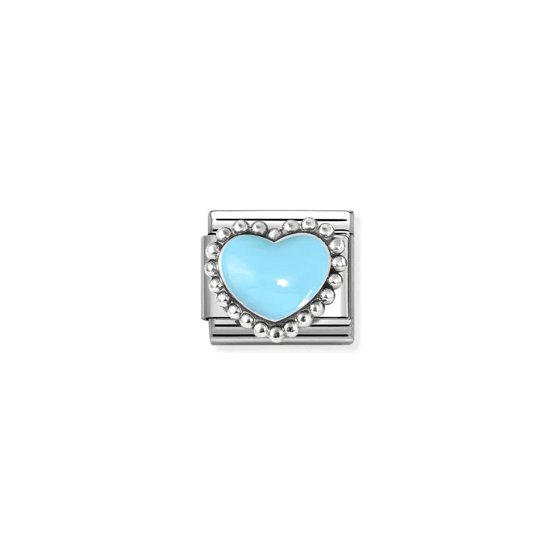 Nomination Composable Classic Länk, Pastel Blue Heart, beaded setting