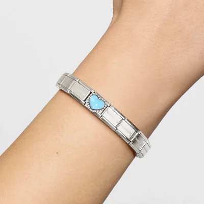 Nomination Composable Classic Länk, Pastel Blue Heart, beaded setting