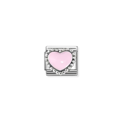 Nomination Composable Classic Länk, Pastel Pink Heart, beaded setting