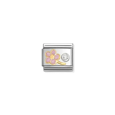 Nomination Composable Classic Länk, Pink Forget-Me-Knot & CZ set in silver