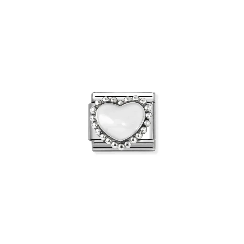 Nomination Composable Classic Länk, White Heart, beaded setting