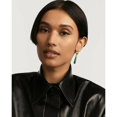 PDPAOLA Large AVENTURINE JUPITER Singel HOOP PG01-089-U