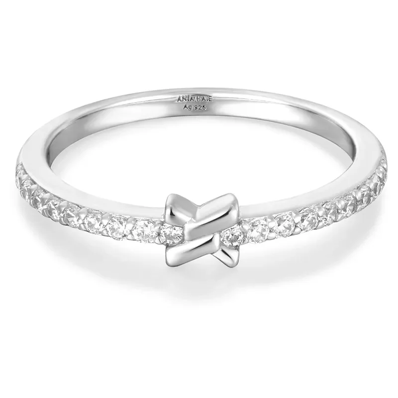 Ania Haie Silver CROSS CUBIC ZIRCONIA Ring R061-01H 56