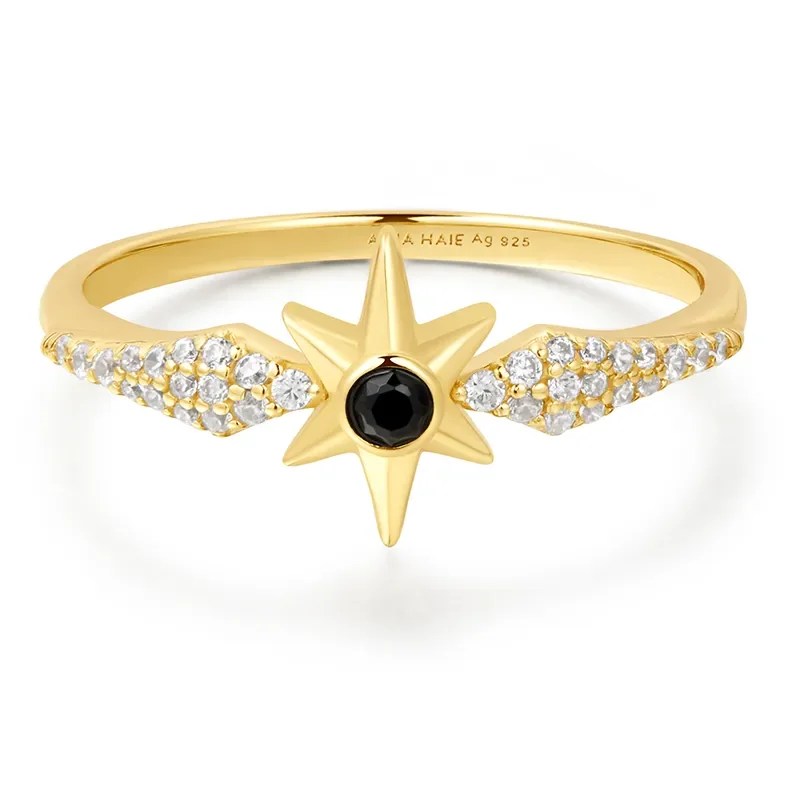 Ania Haie Guld Svart ONYX STAR Ring R061-02G